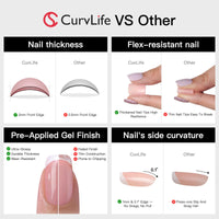 Thumbnail for Curvlife 30pcs Short Press On Nails, Shining Stick on Fake Nails Design Glossy Acrylic Nails Tips Glue on Nails For Women False Nail Kit With Nail Glue | Premium Nail Wraps