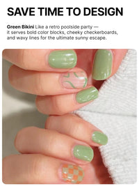 Thumbnail for UUUUU. Semi Cured Gel Nail Strips (Spring Collection) - Real Gel, Long-Lasting & Easy to Apply & Remove, works any UV/LED Lamps - Spring 2025,Nail inspo,Nail Art Nail Nail Wraps (UGN059 Green Bikini)