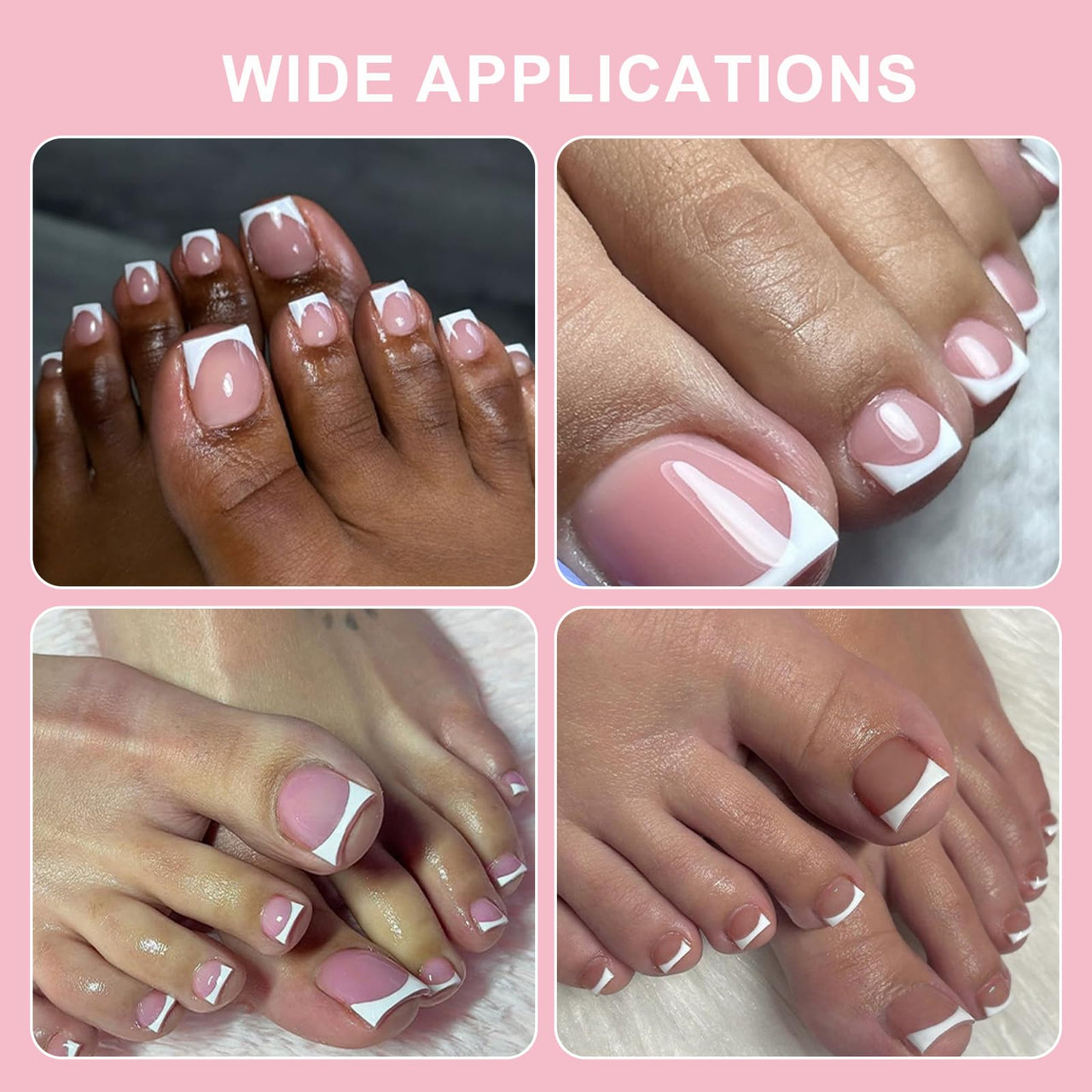 Toe Nail Press Ons, French Tips gel nail wraps – french long – CrazyGels