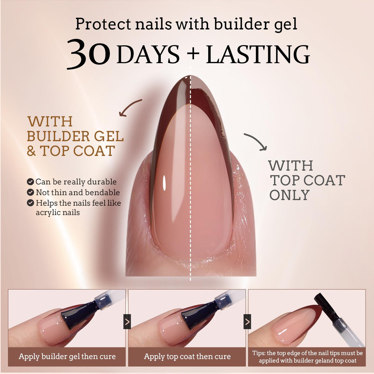 Btartboxnails Xcoattips Press On Nails Fre gel nail wraps – french long – CrazyGels
