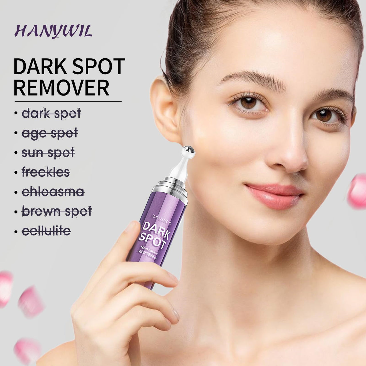 HANYWIL Dark Spot Remover for Face and Body, Dark Spot Corrector Serum, Age Spot Sun Spot Freckles Brown Spot Remover, Melasma Treatment, Skin Care Face Serum with Roller (0.5 Fl Oz)