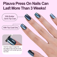 Thumbnail for 150Pcs Cat Eye Press on Nails Short Square, Plauva Soft Gel Fake Nails, Glossy Glitter Cat Eye Nail Tips for Women and Girls Stick On Nails in 15 Sizes
