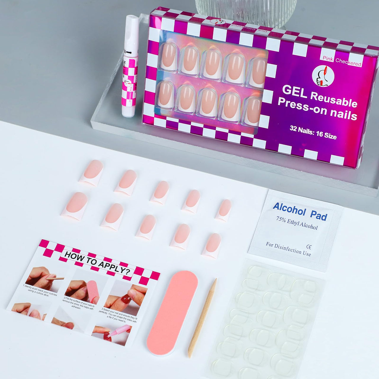 Anyos 16 Sizes French Tip Short gel nail wraps – french short – CrazyGels