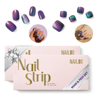 Thumbnail for NAILOG Semi Cured Gel Nail Strips Mani Pedi Kit - Long Lasting Blue Cosmos Gel Nail Nail Nail Wraps Toes with Glossy Gel Finishing
