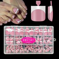 Thumbnail for Toe Nail Press Ons, French Tips gel nail wraps – french long – CrazyGels