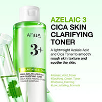 Thumbnail for Anua Azelaic Acid 3 CICA Skin Claryfing Toner, Soothing & Clear Care, with Salicylic Acid & Azelaic Acid, Sebum & Spot Care, Suitable for Sensitive Skin, Korean Skin Care (250ml / 8.45 fl.oz.)