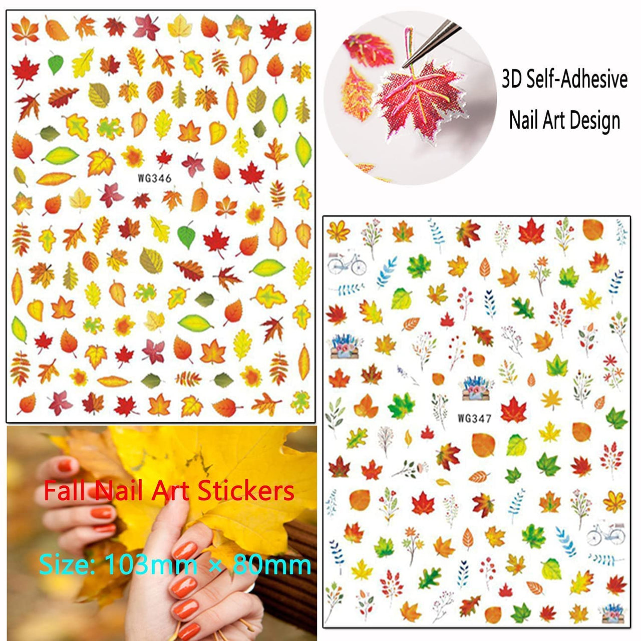 12 Sheets Flowers Nail Art Nail Nail Wraps with 8 Sheets Thanksgiving Nail Art Nail Nail Wraps