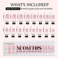 Thumbnail for BTArtboxnails XCOATTIPS French Tip Nails - Short Press On Nails, 160 Pcs Pink Square Soft Gel Nail Tips Pre-applied Tip Primer & Base Coat, No Need File False Nails for Gift, 16 Sizes