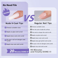 Thumbnail for BTArtboxnails Square Gel Nail Tips Long - Pre Colored Milky White Soft Gel Nail Tips, Milky White Press on Nails, Natural XCOATTIPS Pre Applied Tip Primer