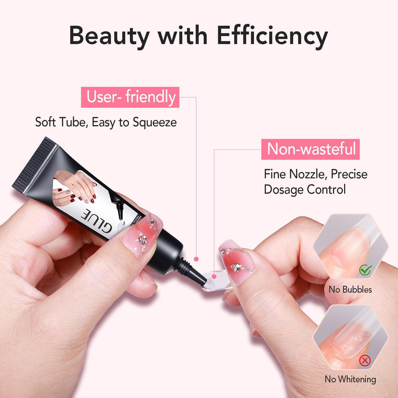 Curvlife Newly Upgraded Quick Drying 10g Semi Solid Nail Glue with 10ml Remover for Press On Nails Tips No Need for UV Lamp Long Lasting Fake Acrylic Nails Kit Glue Gel