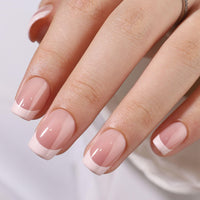 Thumbnail for QQPPOLIU Gel Press on Nails - Square, Short, Glue on Nails - (Glossy, Lipstick, White French Tip)