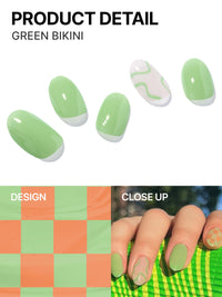 Thumbnail for UUUUU. Semi Cured Gel Nail Strips (Spring Collection) - Real Gel, Long-Lasting & Easy to Apply & Remove, works any UV/LED Lamps - Spring 2025,Nail inspo,Nail Art Nail Nail Wraps (UGN059 Green Bikini)