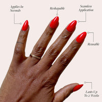 Thumbnail for Glamnetic Press On Nails - Fiery Red | Opaque Bright Red Short Almond Fake Nails, Reusable | 15 Sizes - 30 Nail Kit