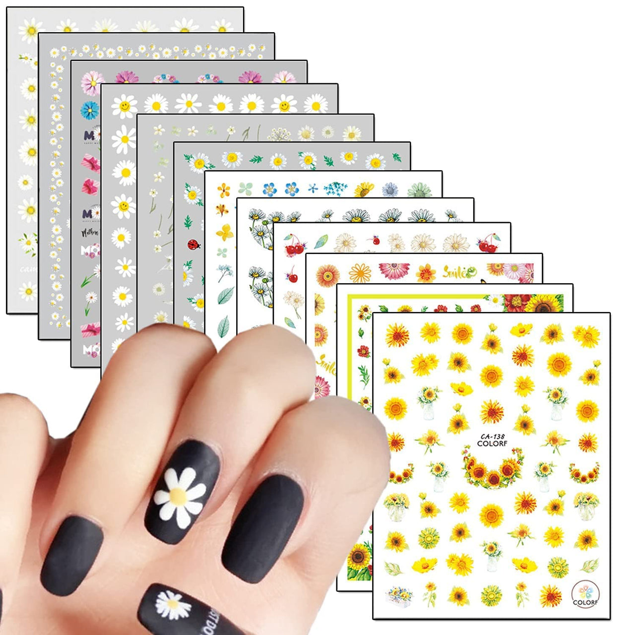 12 Sheets Flowers Nail Art Nail Nail Wraps with 8 Sheets Thanksgiving Nail Art Nail Nail Wraps