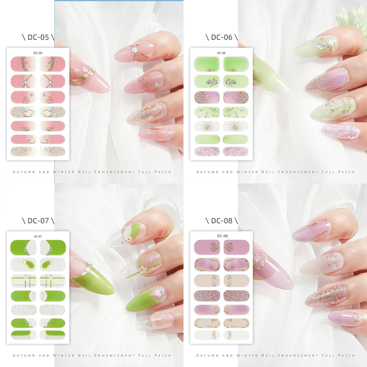 14 Sheets Spring Nail Nail Wraps Nail Nail Wraps Semi Cured Gel Strips Supplies Flowers Decals With File Full Wrap Polish Nail Nail Wraps for Women Girls DIY Decorations