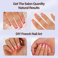 Thumbnail for Misssix XBASICTIPS French Tip Press On Nails, 150Pcs Pink Press On Nails Short Square, French Soft Gel Nail Tips, Pre-shaped No Need to File 3 in 1 Tips, Fake Nails for Nail Art DIY Designs 15 Sizes