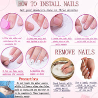 Thumbnail for RUOKEXIN Long Square Press on Nails Green Ombre French Fake Nails Pink Ombre False Nails with 3D Star Designs Long Square Nail Press ons Sparkly Glue on Nails Cute Stick on Nails for Women 24Pcs