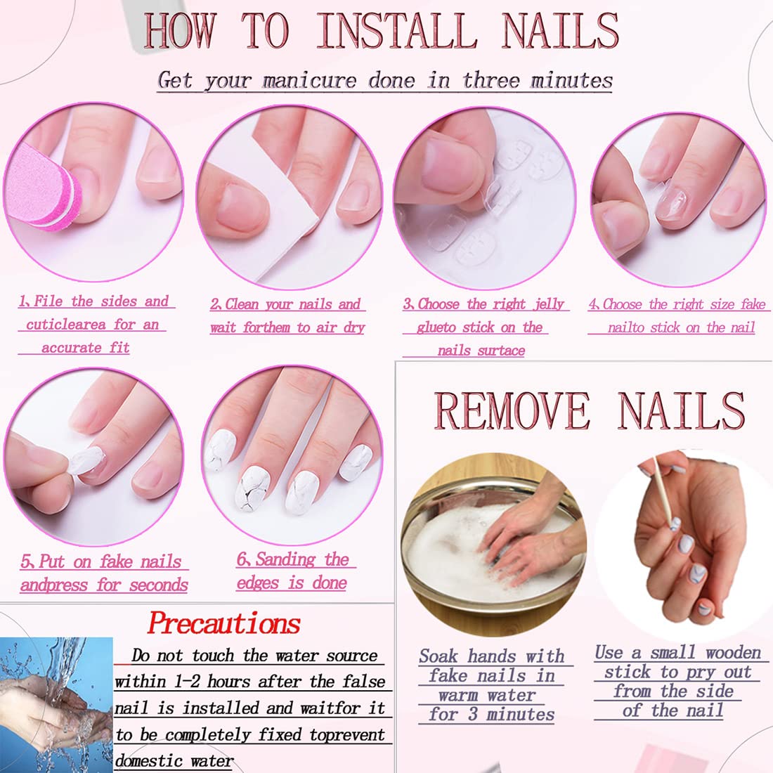 Ruokexin Heart Press On Nails Medium gel nail wraps – medium long – CrazyGels