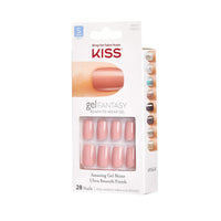 Thumbnail for KISS Gel Fantasy Press On Nails, Nail glue included, 'Ribbons', Pink, Short Size, Squoval Shape, Includes 28 Nails, 2g glue, 1 Manicure Stick, 1 Mini File