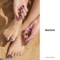 Thumbnail for NAILOG Semi Cured Gel Nail Strips Mani Pedi Kit - Long Lasting Blue Cosmos Gel Nail Nail Nail Wraps Toes with Glossy Gel Finishing
