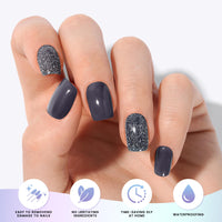 Thumbnail for Oauee Semi Cured Gel Nail Strips | Built-in Gel Top Coat | UV Light Required | Salon Quality, Easy Application and Removal (Slate Sparkle) – Premium Nail Wrap Set