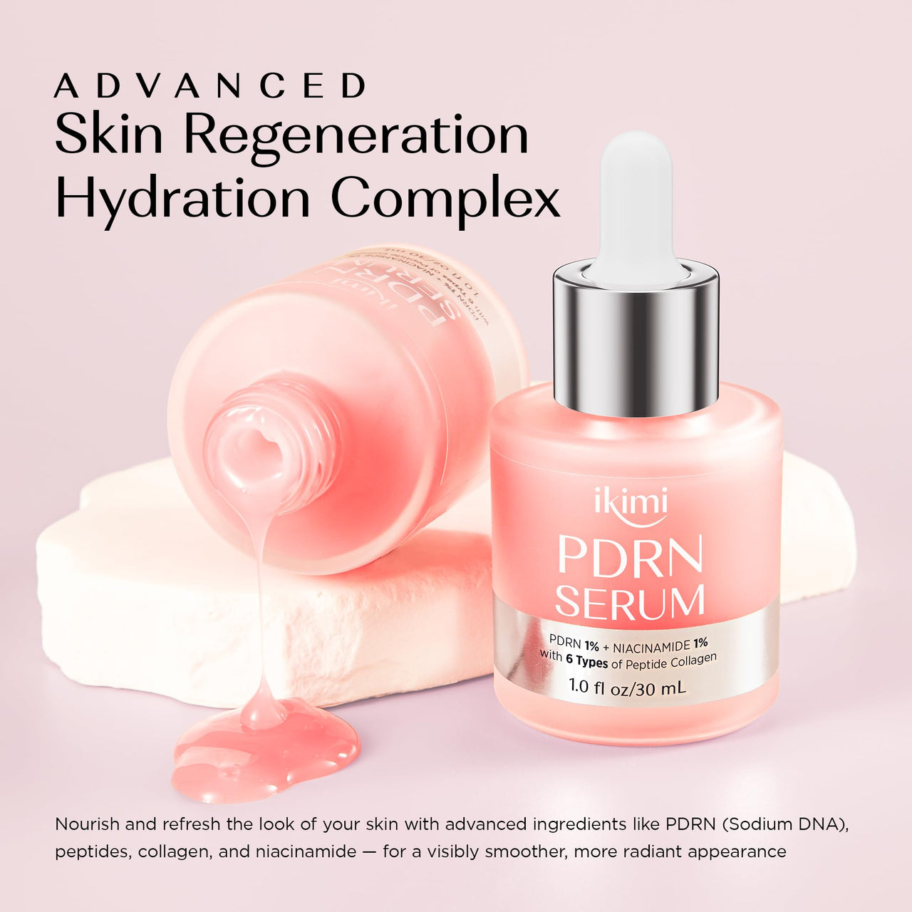 IKIMI Salmon DNA PDRN Serum – With Niacinamide, Hyaluronic Acid & Peptides – Anti-Aging, Hydrating, Deep Hydration & Moisture Lock Essence – Korean Skin Care – 1.0 fl oz(Pack of 1)