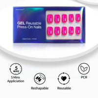 Thumbnail for SHANGMENG Hot Pink Press on Nails Short - Cat Eye Press on Nails Square for Women Gift, Natural Fit & Glossy Stick on Nails in 16 Sizes - 32 Reusable Soft Gel Fake Nails with Glue, Hot Pink | Premium Nail Wraps
