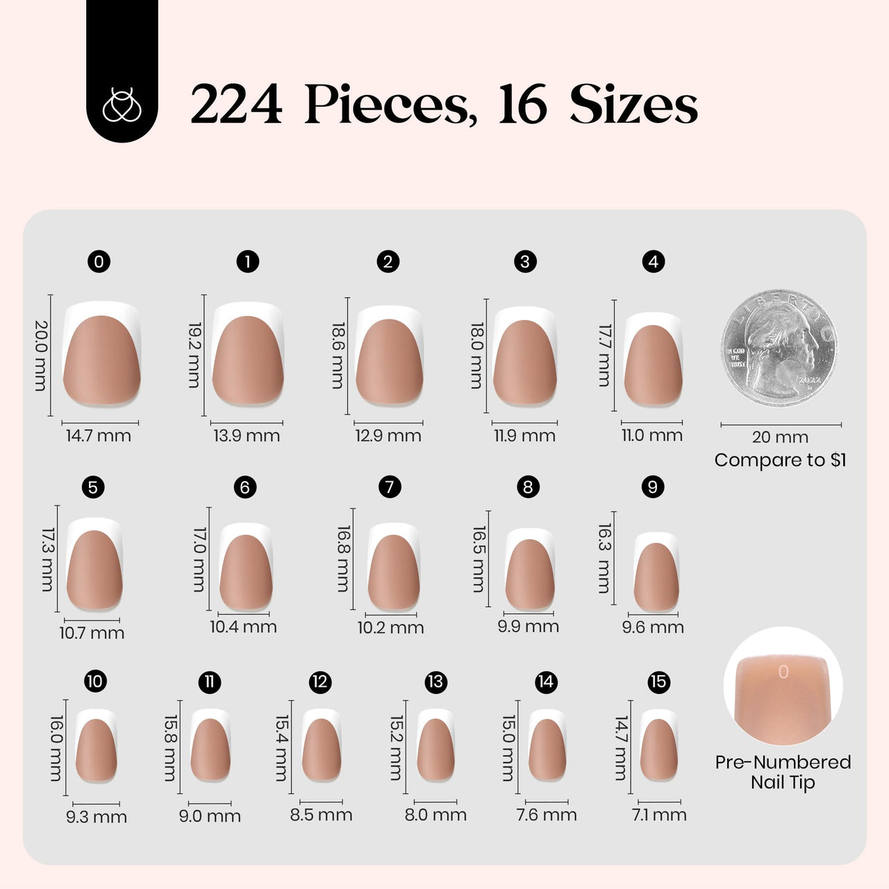 Beetles French Tips Press On Nails: gel nail wraps – french long – CrazyGels