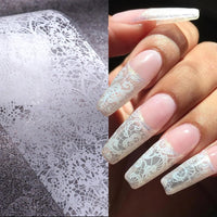 Thumbnail for XEAOHESY 20 Rolls Black White Lace Nail Art Foil Transfer Sticker Kit Flower Foil Transfers Decals Lace Flowers Nail Foil Transfer Nail Nail Wraps Sheets Nail Art Sticker Foil Nail Nail Wraps for Foil Nail Art