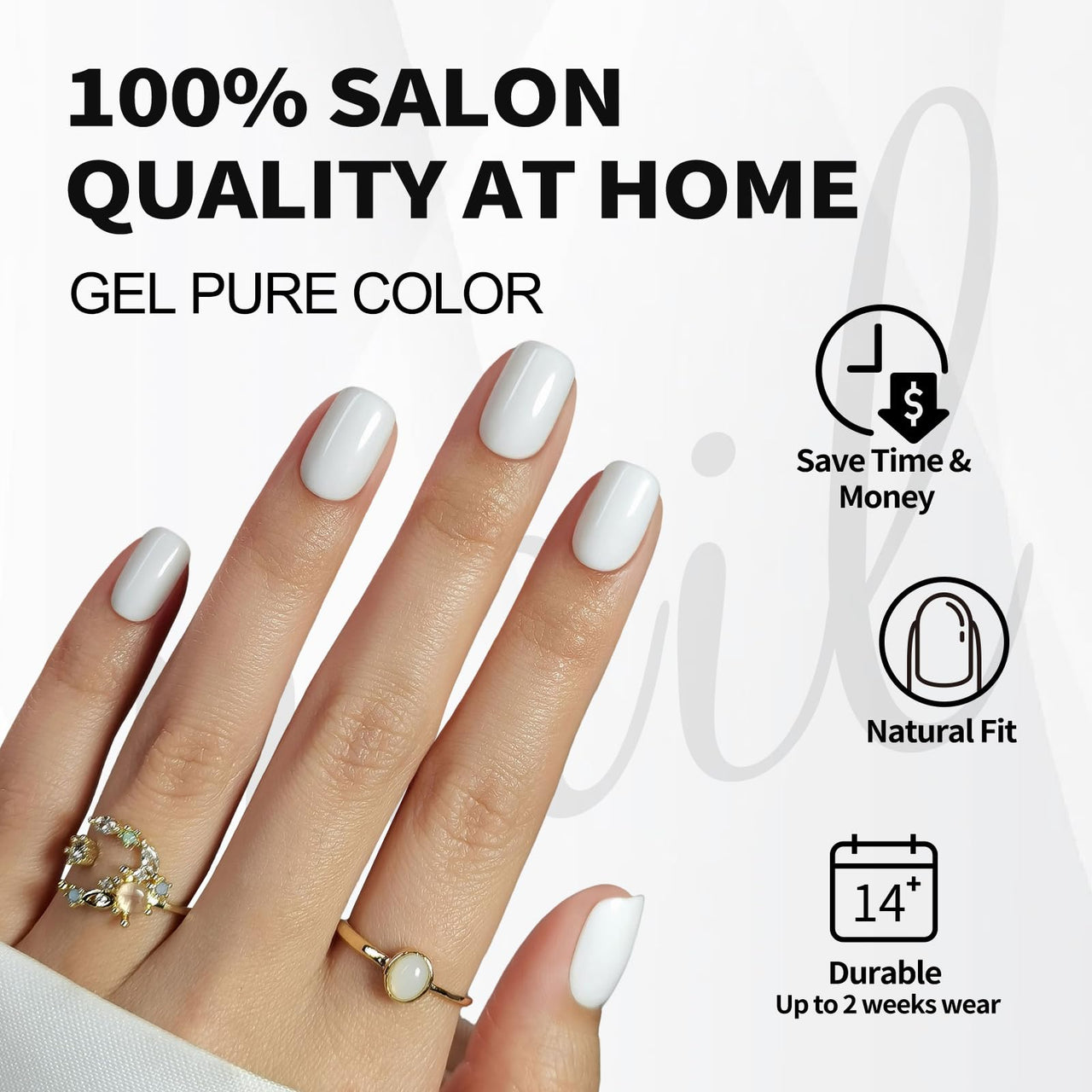 SHANGMENG White Press on Nails Short - Soft Gel Square Press on Nails for Women Gift, Fit Perfectly & Natural Stick on Nails with Glue in 16 Sizes - 32 Reusable Fake Nails, Classic White