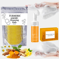 Thumbnail for Turmeric Wash and Care Three Piece Set, Turmeric Trio: Facial Wash, Cleansing Mousse & Soap for Skin Care, Turmeric Cleansing Exfoliating Pads, Turmeric Face Wash for Face & Body