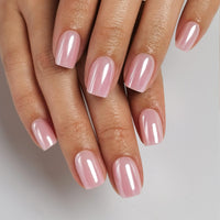 Thumbnail for SHANGMENG Pink Chrome Press on Nails Square - Soft Gel Press on Nails Short for Women Gift, Glossy Stick on Nails with Glue in 16 Sizes - 32 Reusable Fake Nails, Aurora Light Pink | Premium Nail Wraps