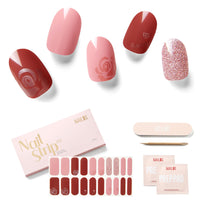 Thumbnail for NAILOG Semi Cured Gel Nail Strips, 20 Pcs Red Long Lasting Nail Nail Wraps Extra Long Nail Nail Wraps with Glossy Gel Finishing for Spring Summer, Darling Roses