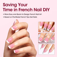 Thumbnail for Gellen French Tip Press on Nails - 150 pcs Pink Square Short Press on Nails Soft Gel Nail Tips, 3 in 1 Pre-french French Tips 15 Sizes Fake Nails, No Need to File Full Cover Tips, No Nail Glue