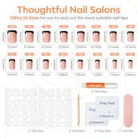 Thumbnail for Modelones Black French Tip Press on Nails Short, Square Fake Nails, Reusable Nail Kit with Nail Glue Adhesive Tabs Mini Nail File, Nails Press Ons 32Pcs 16Sizes, Women Girl Gift | Premium Nail Wraps