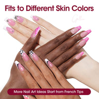 Thumbnail for Gellen French Tip Press on Nails - 150 pcs Pink Square Short Press on Nails Soft Gel Nail Tips, 3 in 1 Pre-french French Tips 15 Sizes Fake Nails, No Need to File Full Cover Tips, No Nail Glue