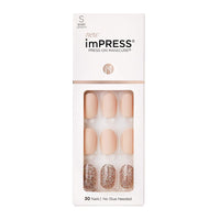 Thumbnail for KISS imPRESS No Glue Mani Press On Nails, Design, 'Evanesce', Beige, Short Size, Oval Shape, Includes 30 Nails, Prep Pad, Instructions Sheet, 1 Manicure Stick, 1 Mini File