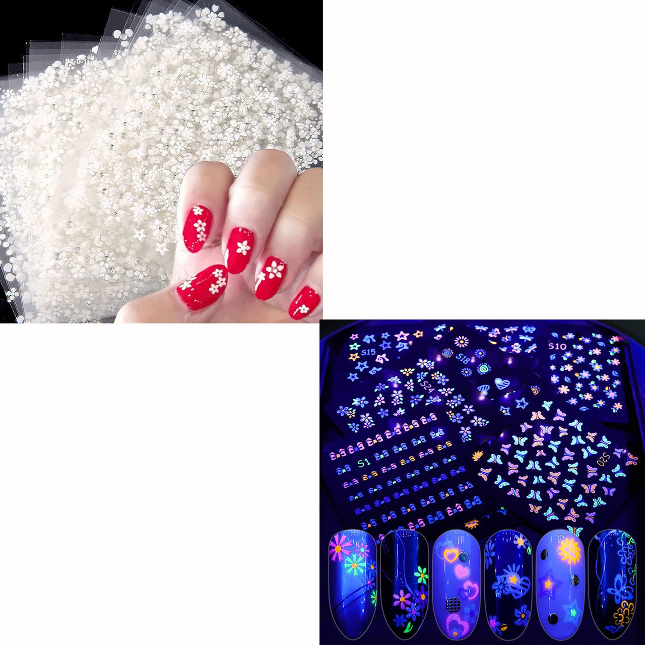 30 Sheets White Nail Nail Nail Wraps and 24 Sheets Fluorescent Nail Nail Nail Wraps