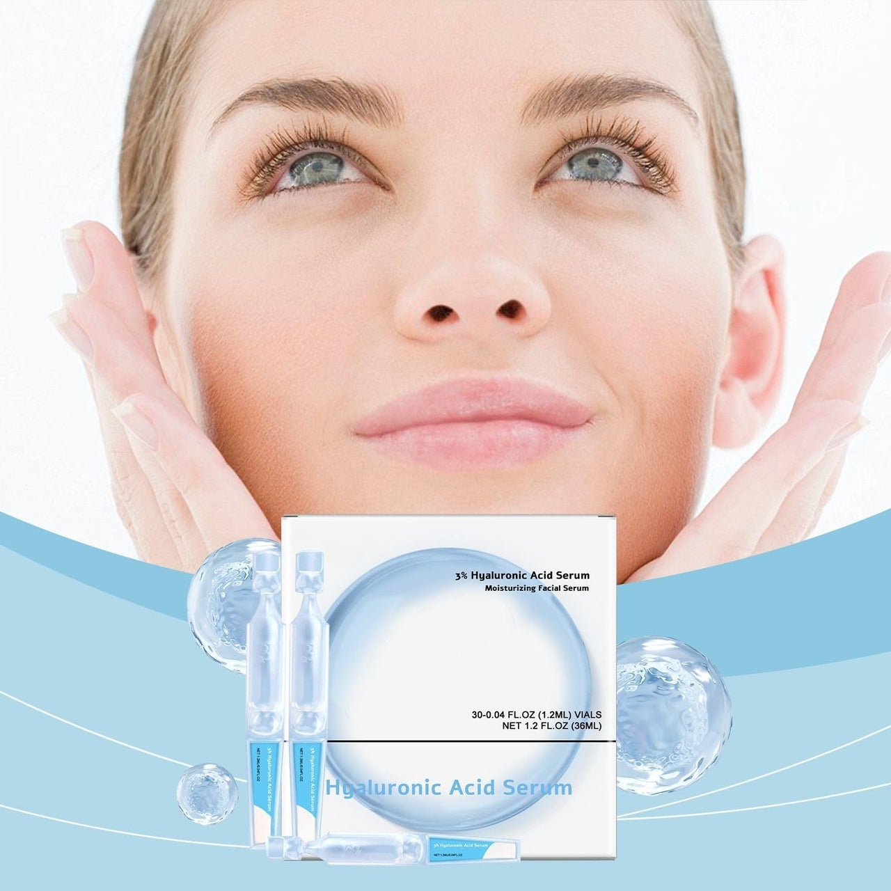 BAYUELSWU Hyaluronic Acid Tubes 3% Hyaluronic Acid Serum, 3% Hyaluronic Acid Serum Ultra-Hydrating Vials for Women's Moisturizing Skin Care Face (30PCS)