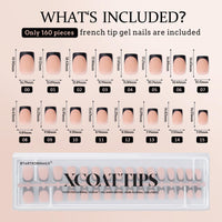 Thumbnail for BTArtboxnails Black Press on Nails - French Tip Press on Nails Short, Square Gel Nail Tips, Supremely Fit Natural Fake Nails in 16 Sizes - 160 Pcs False Nails, Black French | Premium Nail Wraps