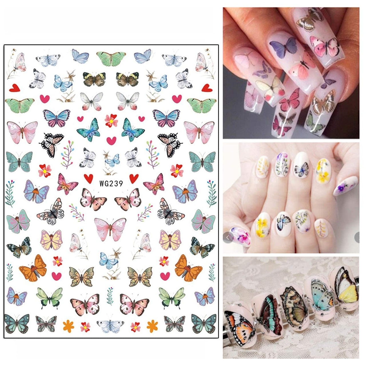 Floral & Butterfly Nail Nail Nail Wraps – 20 Sheets, Colorful Flower & Butterfly Designs