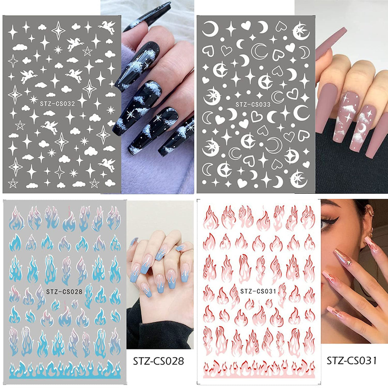 30 Sheets White Nail Nail Nail Wraps and 188 Sheets Colorful Nail Nail Nail Wraps