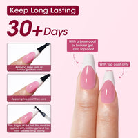Thumbnail for Gellen French Tip Press on Nails - 150 pcs Pink Square Short Press on Nails Soft Gel Nail Tips, 3 in 1 Pre-french French Tips 15 Sizes Fake Nails, No Need to File Full Cover Tips, No Nail Glue