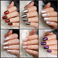 Thumbnail for FANDAMEI Cat Eye Press On Nails, 6 Colors Press On Nails Short Square, Natural Fake Nails Fine Diamond Shine, Glossy Ombre, Cat Eye Press on Nails for Women with Salon Quality, Press on Nails Kit