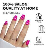 Thumbnail for SHANGMENG Hot Pink Press on Nails Short - Cat Eye Press on Nails Square for Women Gift, Natural Fit & Glossy Stick on Nails in 16 Sizes - 32 Reusable Soft Gel Fake Nails with Glue, Hot Pink | Premium Nail Wraps