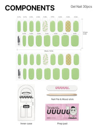 Thumbnail for UUUUU. Semi Cured Gel Nail Strips (Spring Collection) - Real Gel, Long-Lasting & Easy to Apply & Remove, works any UV/LED Lamps - Spring 2025,Nail inspo,Nail Art Nail Nail Wraps (UGN059 Green Bikini)