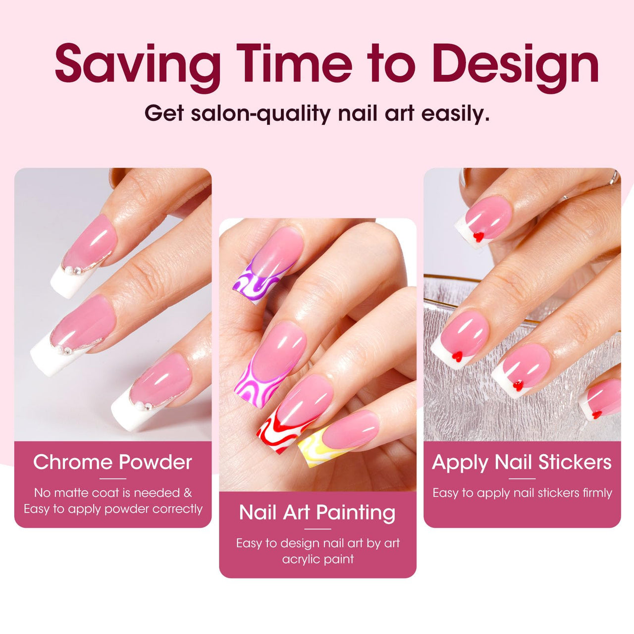 Gellen French Tip Press on Nails - 150 pcs Pink Square Short Press on Nails Soft Gel Nail Tips, 3 in 1 Pre-french French Tips 15 Sizes Fake Nails, No Need to File Full Cover Tips, No Nail Glue