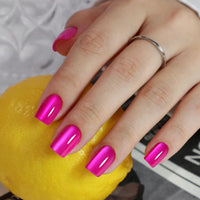 Thumbnail for SHANGMENG Hot Pink Press on Nails Short - Cat Eye Press on Nails Square for Women Gift, Natural Fit & Glossy Stick on Nails in 16 Sizes - 32 Reusable Soft Gel Fake Nails with Glue, Hot Pink | Premium Nail Wraps