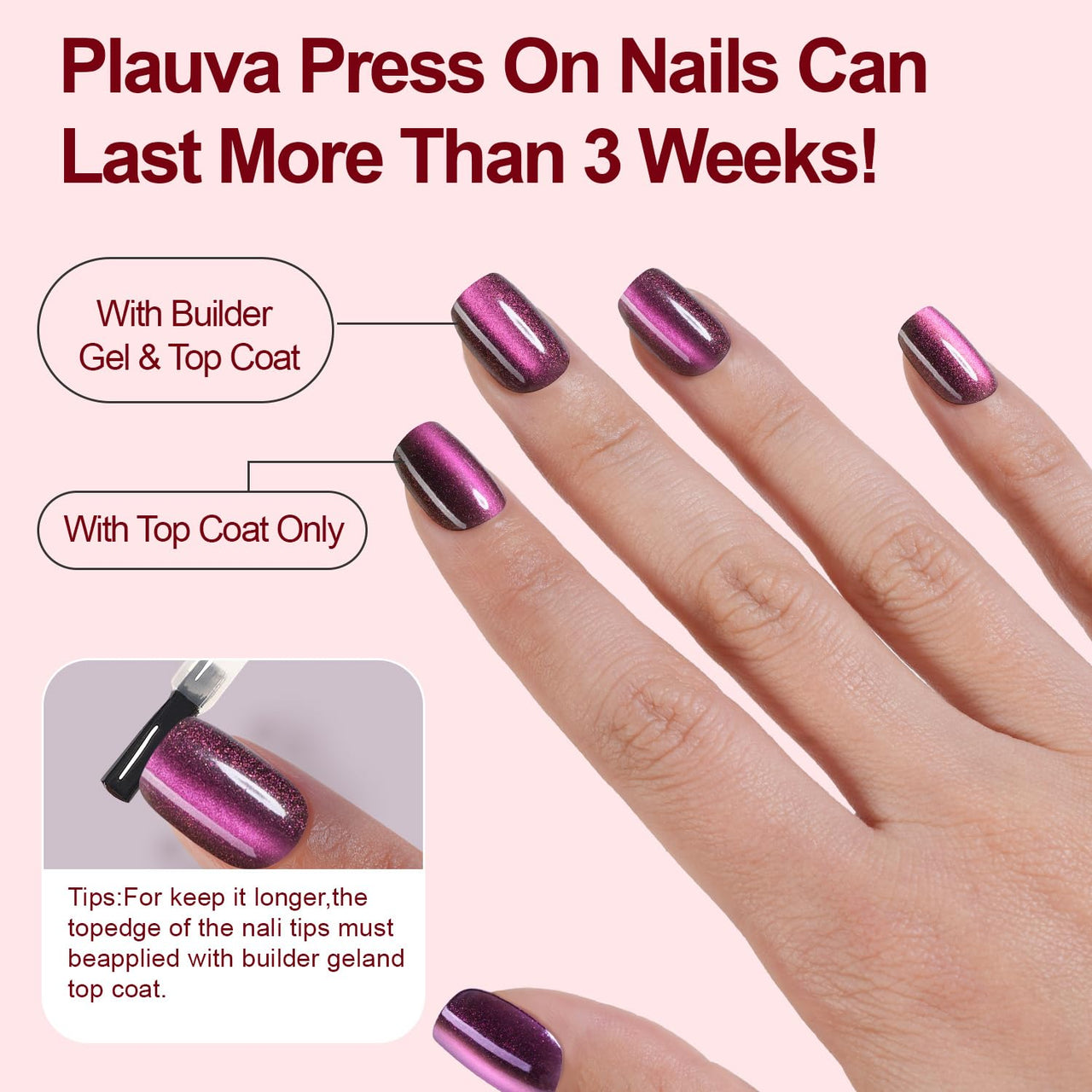 150Pcs Cat Eye Press on Nails Short Square, Plauva Soft Gel Fake Nails, Glossy Glitter Cat Eye Nail Tips for Women and Girls Stick On Nails in 15 Sizes