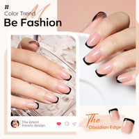 Thumbnail for Modelones Black French Tip Press on Nails Short, Square Fake Nails, Reusable Nail Kit with Nail Glue Adhesive Tabs Mini Nail File, Nails Press Ons 32Pcs 16Sizes, Women Girl Gift | Premium Nail Wraps
